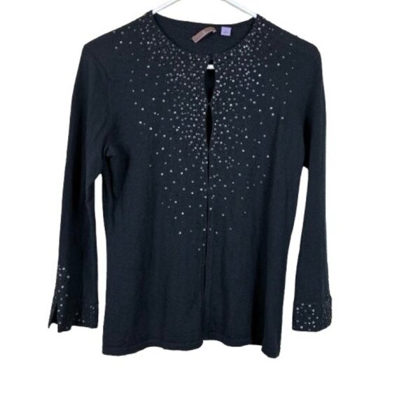 Cullen Sequined Cashmere Wool Lightweight Cardigan Sz Small Glam Minimalist - Picture 1 of 6